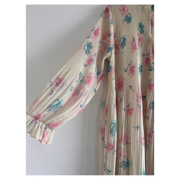 Ganni Yellow Floral Plisse Dress - Sz. 40 - Picture 9 of 11